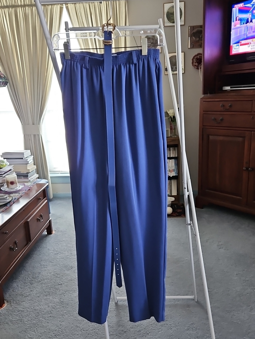 Alfred Dunner Royal Blue Pull-On Trousers with Belt